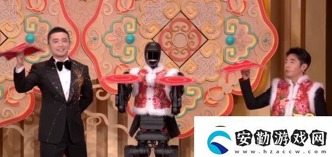 撒貝寧扶著春晚機(jī)器人登臺(tái)