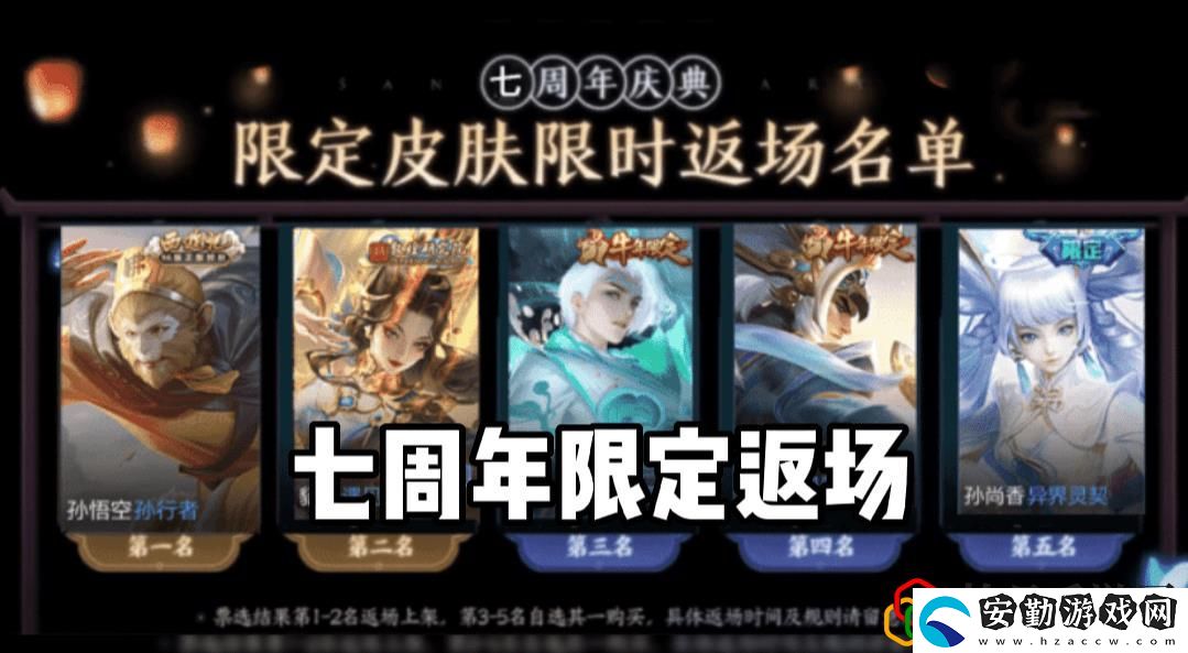 王者榮耀7周年都有哪些皮膚返場